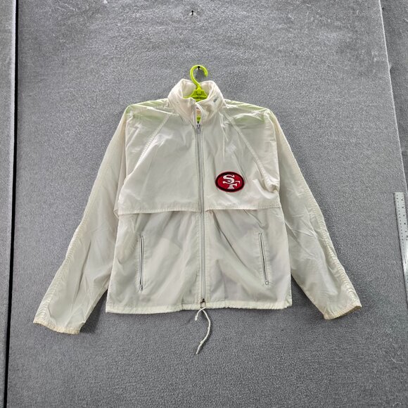 VINTAGE San Francisco 49ers Women Jacket M White Nylon Logo Embroidery READ - Picture 1 of 10